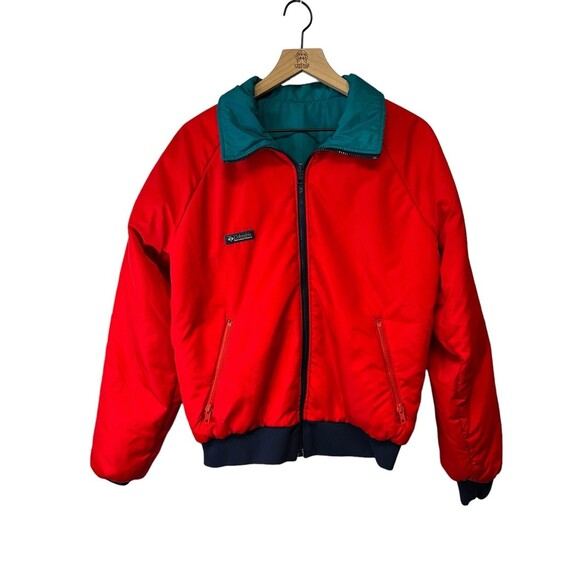 Vintage 1990s COLUMBIA Thinsulate Reversible Puffer Jacket Red Teal Men’s Large - Picture 2 of 16